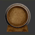 Decorative Wooden Barrel With Silver Metal Hoops On Wooden Stand For Home Decoration