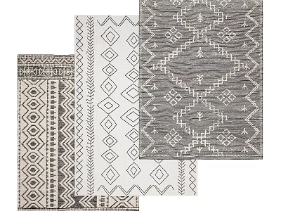 Square Rugs with Geometric Patterns in Neutral Tones Modern Design Diamond Shapes and Lines 3d model