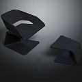 Modern Black Leisure Chairs With Curved Structure And Geometric Design Elements 3d model