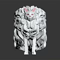 White Paper Art Cat Figure with Red Eyes and Fluffy Curled Tail Design
