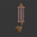 Golden Vintage Wall Lamp With Cage Shaped Shade And Ornate Top Design