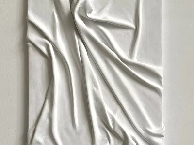 Elegant White Textured Wall Decor with Three Dimensional Flowing Wavy Design 3d model