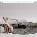 Modern Light Sofa And Coffee Table Set With Plush Cushions Accent Chair And Gray Rug