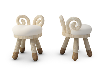 Modern children's chair solid wood children'stool combination 3d model