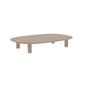 Modern Minimalist Wooden Coffee Table With Smooth Oval Tabletop And Solid Legs 3d model