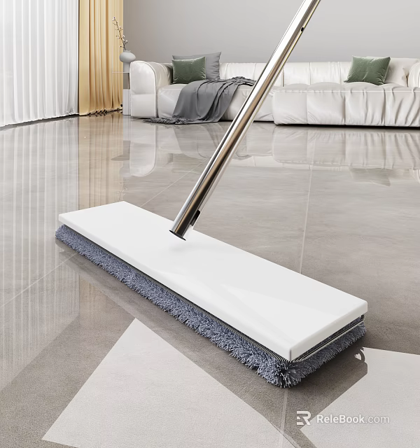 Household Cleaning Supplies Flat Mop with Microfiber Head for Efficient Tile Floor Cleaning 3d model 