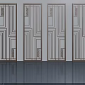 Elegant Modern Swing Doors with Geometric Lattice Patterns and Wooden Frames 3d model