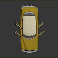 Vintage Yellow Car Model With Open Doors And White Roof Interior