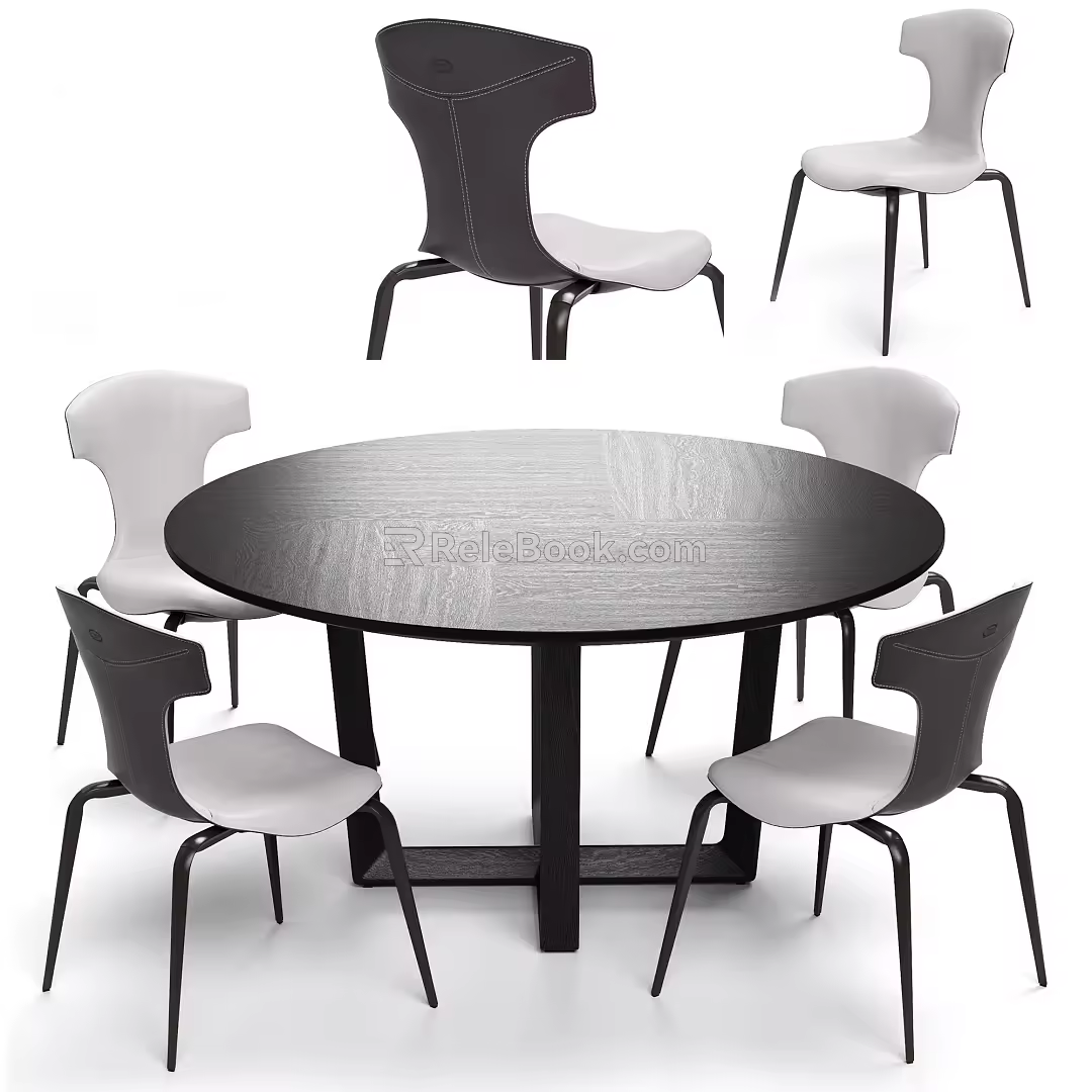 Modern Dining Table and Chair Combination Solid Wood Dining Table and Chair Combination 3d model