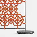Modern Orange Geometric Laser Cut Room Divider Screen With Intricate Patterns 3d model