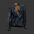 Distressed Blue Blazer with Vintage Design on Mannequin for Everyday Use