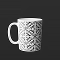 White Ceramic Mug With Intricate Black Floral Pattern For Home Decor