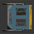 Retro Time Machine Device With Teal And Yellow Exterior And Silver Metal Handrails