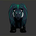 Teal Striped Panther Stuffed Animal With Glowing Neon Patterns On Dark Backdrop