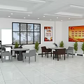 Modern Reception Room Interior With Black Sofas Coffee Table Plants And Large Windows
