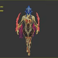 Mythical Character With Creature Inspired Armor Elaborate Headpiece And Biomechanical Wings