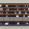 Modern Stylish Bookcase with Multiple Compartments Built in Lighting and Decorative Items