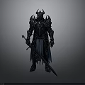 Dark Armored Knight Figure With Intricate Design And Long Sword