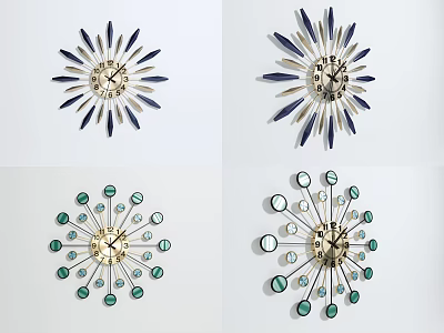 Modern Decorative Wall Clocks With Radial Patterns And Colorful Accents 3d model