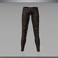 Stylish Brown Leather Utility Pants With Multiple Pockets And Stitching Details