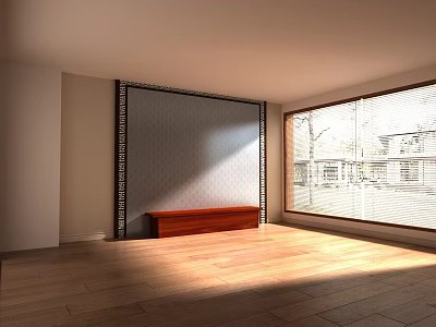 Furniture Showroom Interior With Wooden Flooring Decorative Wall Bench And Large Window Building View 3d model