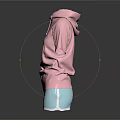 Pink Hooded Short Sleeve Top With Light Blue Shorts Fashion Outfit