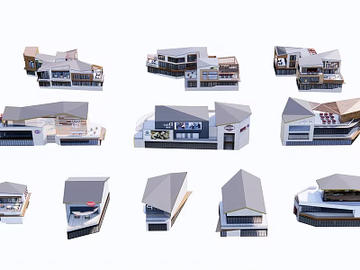Modern Commercial Complex Architectural Design With Diverse Structures And Retail Spaces 3d model