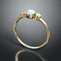 Elegant Gold Ring Design With Center Gemstone And Two Side Stones 3d model