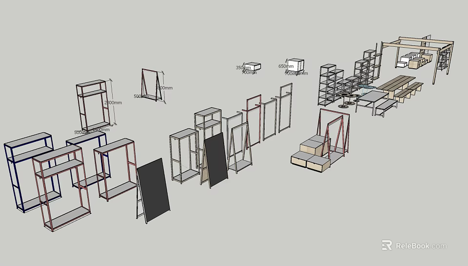 Modern Display Shelves With Various Styles For Retail Store Storage Solutions 3d model 