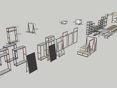 Modern Display Shelves With Various Styles For Retail Store Storage Solutions 3d model