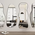 Organic Shaped Decorative Wall Mirrors For Living Room Reflecting Sofa And Plants