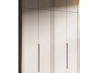 Modern Minimalist Wardrobe With White Panel Doors And Sleek Metal Handles 3d model