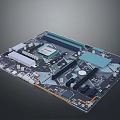 Modern High Performance Computer Motherboard With CPU Socket RAM Slots And Chipset 3d model