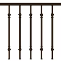 Brown Metal Railing With Classic Design Decorative Posts And Horizontal Bars