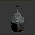Warship 3D Model Display With Detailed Hull Turret And Deck Equipment On Reflective Surface