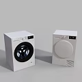 Modern White Front Load Washing Machine And Dryer With Control Panel Design 3d model