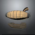 Vintage Aeronautical Airship Design With Wooden Structure Fabric Envelope And Propeller For Space Exploration