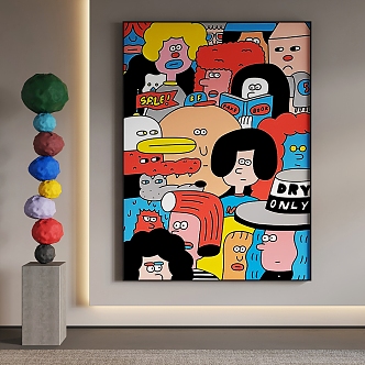 Cartoon Hanging Painting Cartoon Decorative Painting 3d model