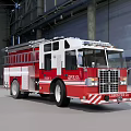 Red And White E6 Fire Truck With Ladder And Emergency Vehicle Features