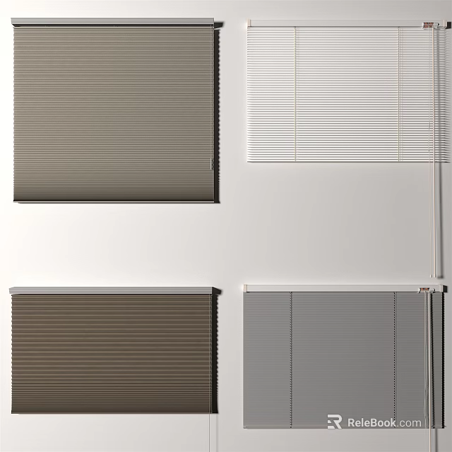 Stylish Window Blinds In Brown White And Gray Tones For Interior Design 3d model