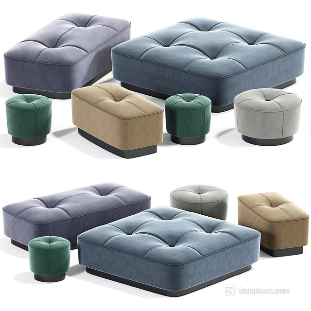 Modern Tufted Sofa Stools in Various Colors Different Shapes for Living Room 3d model 