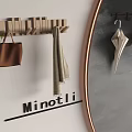 Minotli Wooden Wall Mounted Hanger With Brown Bag Gray Scarf Umbrella On Light Wall