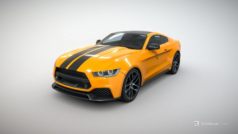 Yellow Sports Car With Black Stripes Modern Exterior Design And Stylish Wheels 3d model 