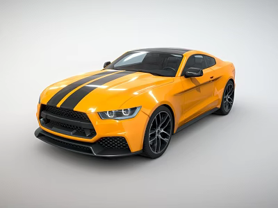 Yellow Sports Car With Black Stripes Modern Exterior Design And Stylish Wheels 3d model