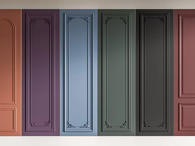 Various Colored Decorative Wainscoting Panels with Ornate Designs for Home Interiors 3d model
