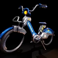 Blue Vintage Motorcycle with Classic Design Metallic Parts and Blue Seat