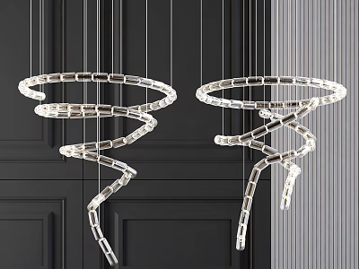 Modern Spiral Crystal Chandeliers With Transparent Glass Design For Dark Wall Decor 3d model