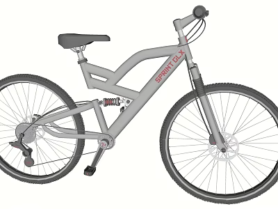 Smarttrix Gray Mountain Bike With Lightweight Frame Suspension Fork And Black Seat 3d model