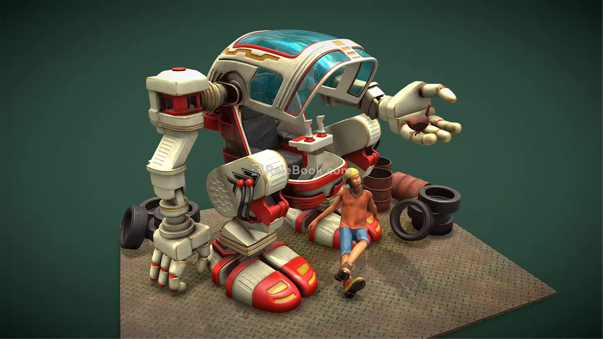 Industrial LOFT robot scrap yard work robot light 3d model