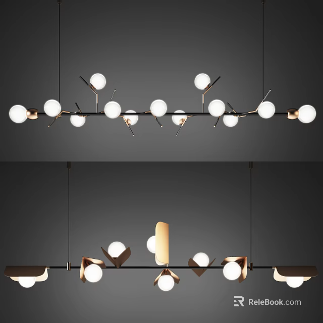 Modern Chandelier With Multiple Spherical Bulbs And Metal Frame Design 3d model